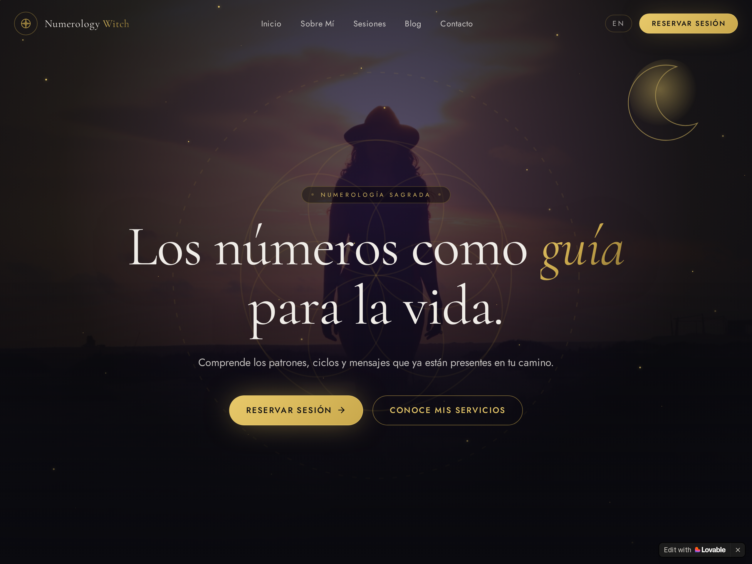 Screenshot of Numerology Witch website